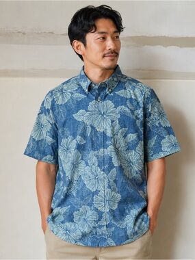 Reyn Spooner Blue Hawaiian Floral Aloha Button Front Shirt Men’s 2XL